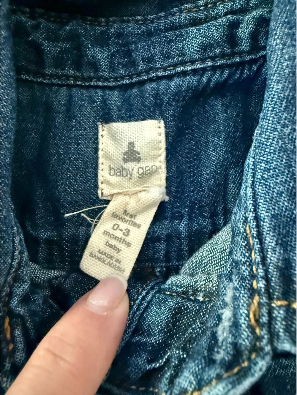 Baby Gap Denim Romper Boy or Girl Sz 0-3 Months EUC